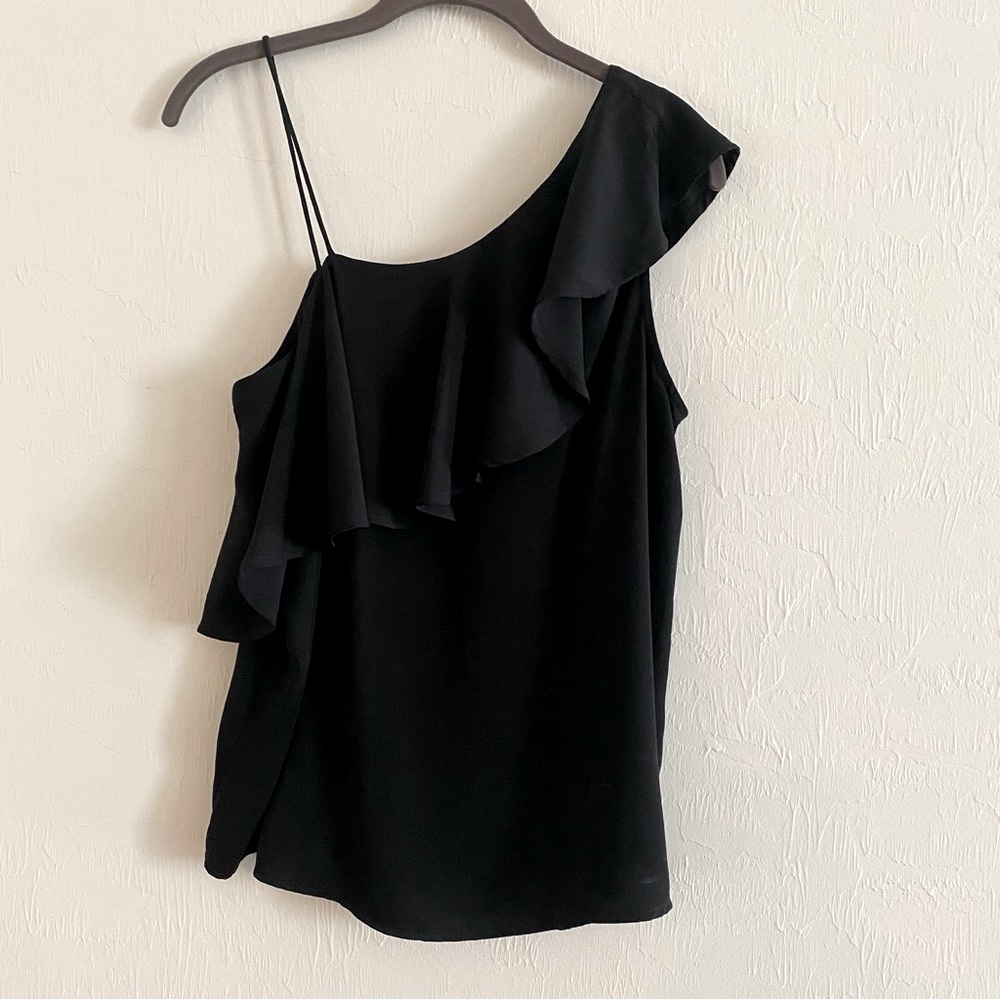 Naked Zebra One Shoulder Ruffle Tank Top